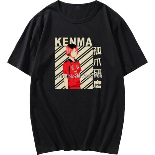 Japanese Anime Haikyuu Short Sleeve Kenma Kozume Pattern Print T-shirt Spring Summer Men Wome Tshirt Male Fashion Casual T Shirt