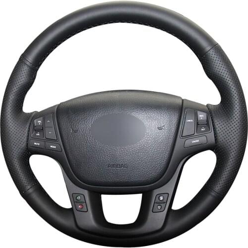 Black Synthetic Leather Car Steering Wheel Cover for Kia Sorento 2009-2014 Kia Cadenza K7 2011-2015