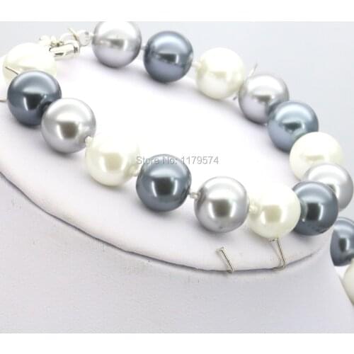 Hot Ornament Gifts For Women Girls 10mm White Gray Round Glass Pearl Beads Bracelet Jewelry Making Design
