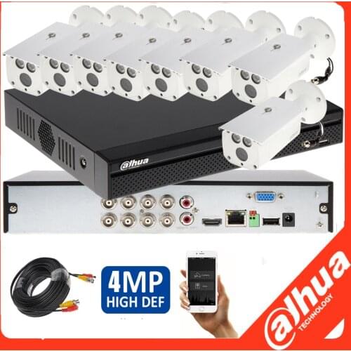 Dahua 8Ch 4MP Video CCTV System 8CH XVR5108HS-i3 with 8PCS Outdoor Bullet Camera DH-HAC-HFW1400D Kit