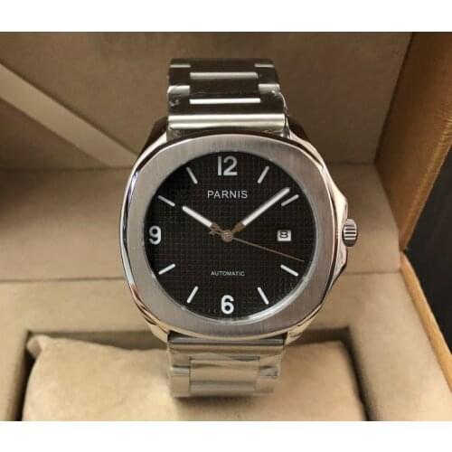 Sapphire Crystal 40mm PARNIS black dial Japanese Automatic Self-Wind movement mens watch luminous Mechanical watches pa020-20