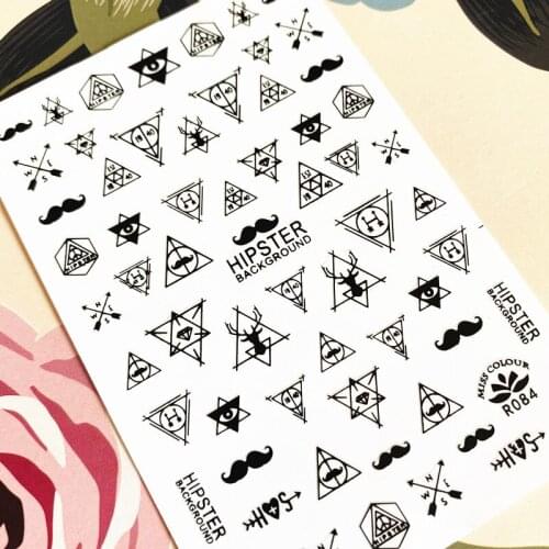 R-084 Four-color Beard triangle 3D Back glue Nail decal Nail sticker Nail decoration Nail art Nail tool Nail ornament