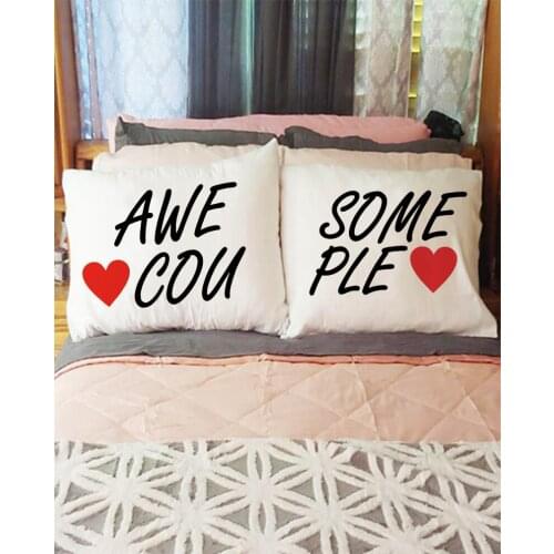 Couple Pillowcase Engagement Wedding pillow cover Bedroom Pillow Cover Personalized Wedding Gifts Housewarming Gift