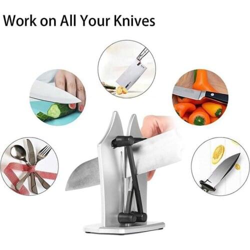 New V-Shaped Stainless Steel Knife Sharpener With Seat, Multi-Functional Kitchen Household Helper, No Harm Knife Fine Sharpener