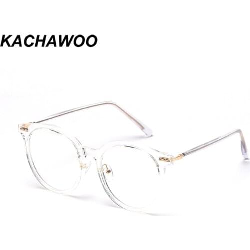 Kachawoo blue screen glasses big transparent mens round eyeglasses prescription woman tr90 frame rivet style retro