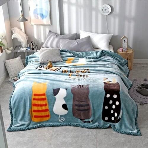 Cartoon Pattern Blanket quilt thick winter single student coral fleece blanket warm double flannel home quilt bedding comforter