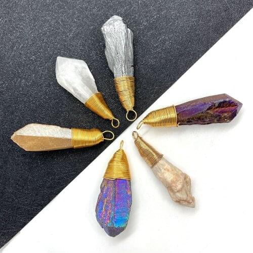 Natural Stone Pendant Irregular Drop Shape Amethyst Pendant for DIY Fashion Jewelry Making Necklace Bracelet Size 12x45-20x60mm
