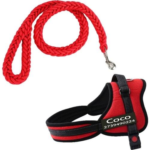 Strong Medium Large Dog Harness Leash Set Free Customized Dog Harness Big Dog Name Harness Set