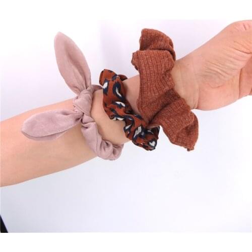 Girls Women Scrunchies Hair Bands Scarf Scrunchies Baby Kids Bunny Bow Hair Scrunchies Pack of 8