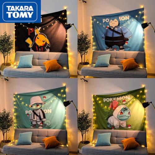 TAKARA TOMY Cartoon Anime Pokemon Pikachu Wall Cloth Background Cloth Wall Cloth Bedroom Room Boys Dormitory Decoration Cloth