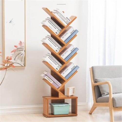 158cm Tree-shaped Eco-friendly bamboo bookshelf vertical bookcase floor type books storage rack