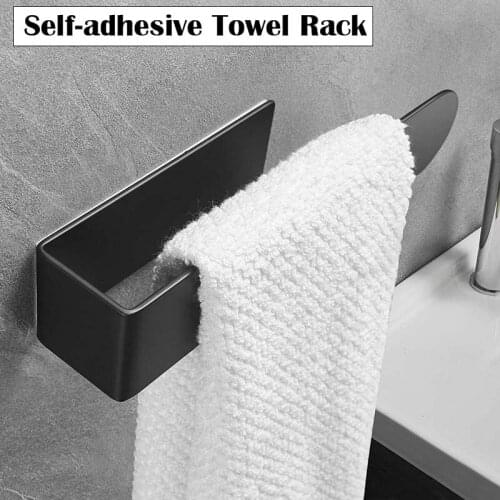 Stainless Steel Towel Racks Bars Self-adhesive Wall Hanging Towel Holder Kitchen Towel Hanger Storage Shelf Bathroom Hardware