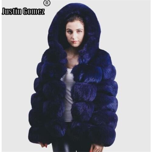 High-end Ladies Natural Fox Fur Coat 2020 Winter New High Street London Style Luxury Real Fur With Hood Short Jacket