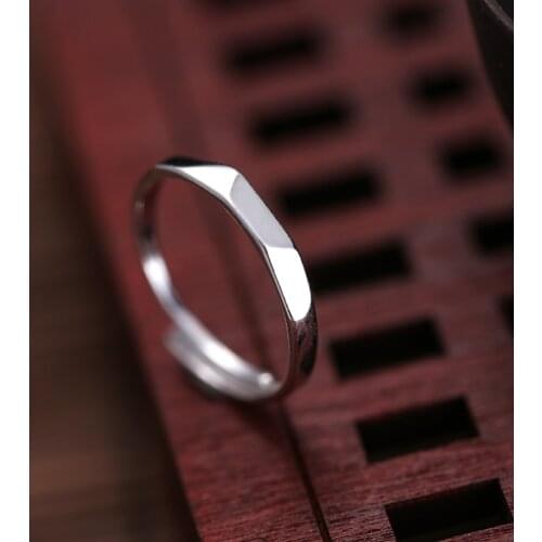 925 Sterling Silver Geometric rhombus Open Rings For Women Vintage Jewelry Accessories Free Shipping