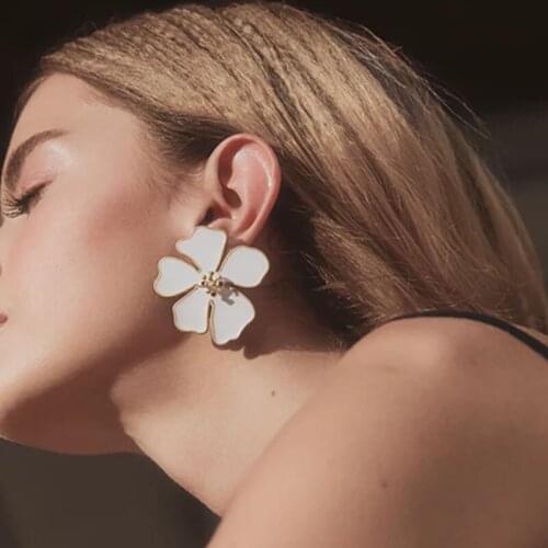 Modern Womens Earrings 2021 Punk Temperament Vintage Simplicity Drip Oil Flower Korean Fashion Ear Studs Jewelry-Accessories