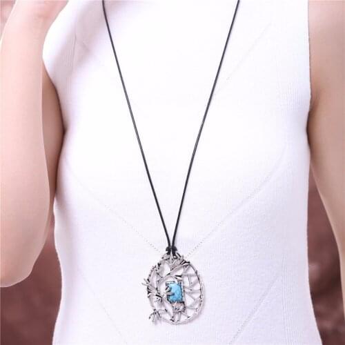 Vintage Jewelry for Women Long Necklace Bamboo Pendant Rope Chain Plant Chokers Jewellery Necklaces Pendants Suspension 2021 New