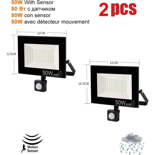 2 pcs 220V 10-100W LED FloodLight Spotlight Exterior Street wall reflector LED Light PIR Motion Sensor Separable Lamp Path Yard