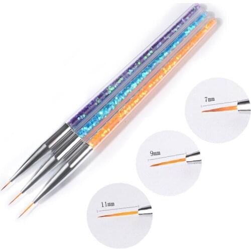 3 pcs/set Nail Art Acrylic Liner Brush French Lines Stripes Grid Painting Drawing Pen 3D DIY Tips Manicure Tools