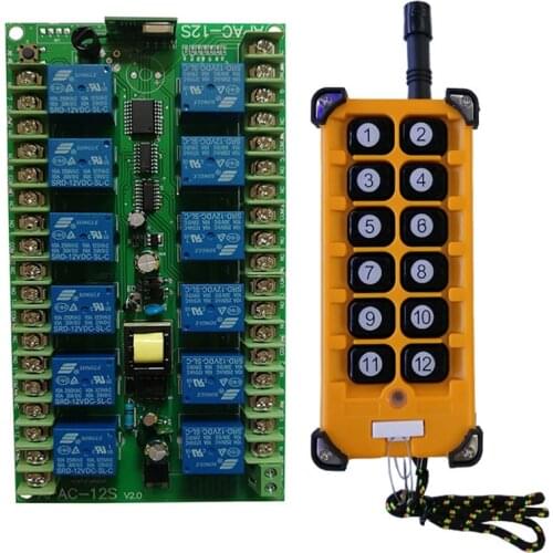 3000m AC220V 12CH Channel 12CH Radio Controller RF Wireless Remote Control Overhead travelling crane System Receiver+Transmitter