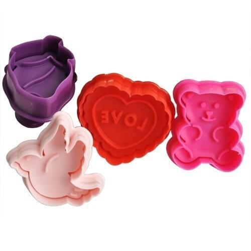 3D Plastic Cookie Cutter Mold Fondant Embosser DIY Animal Vegetable Biscuit Stamp Sugar Craft Cake Tools