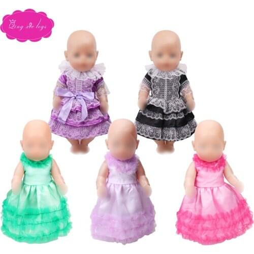 43 cm baby dolls dress newborn Princess lovely lace evening gown Baby toys fit American 18 inch Girls doll f387-f417
