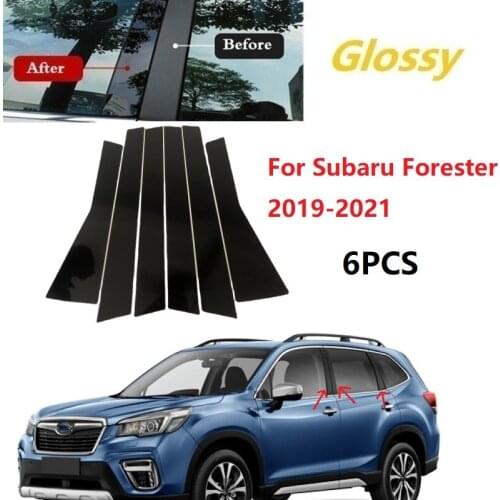 6PCS Window Trim Cover BC Column Sticker Fit For Subaru Forester 2019-2021 Polished Pillar Posts Chromium Styling