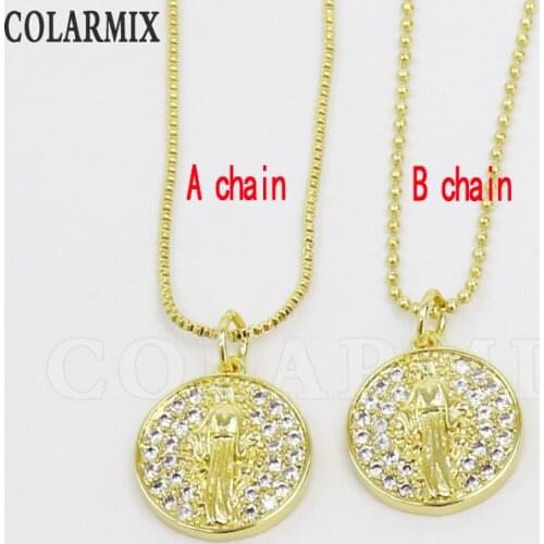 8 Pcs Zircon Jesus Style Pendant necklace jewelry accessories Necklace Round pendant Jewelry Necklace New design 51627