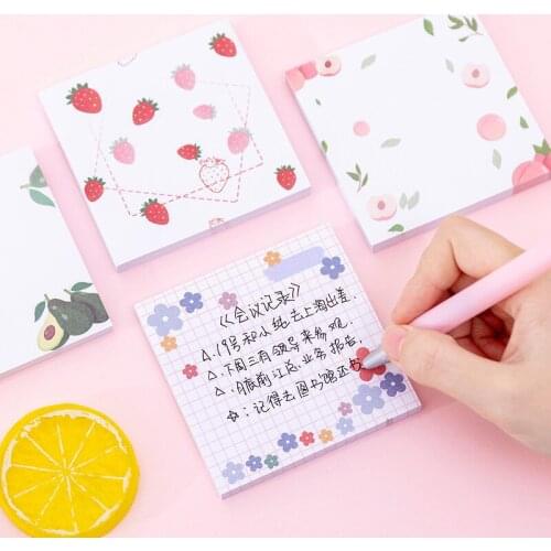 80 sheets/Book Kawaii Flower Notebook With Sticky Message Stickers Office And school Student Supplies