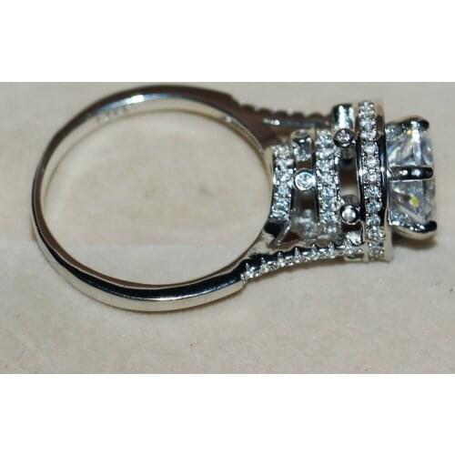Antique jewelry 8MM 3CT Stunning Vintage 925 Sterling Silver Simulated stones White AAA CZ Femal Women Wedding Ring Size 5-11