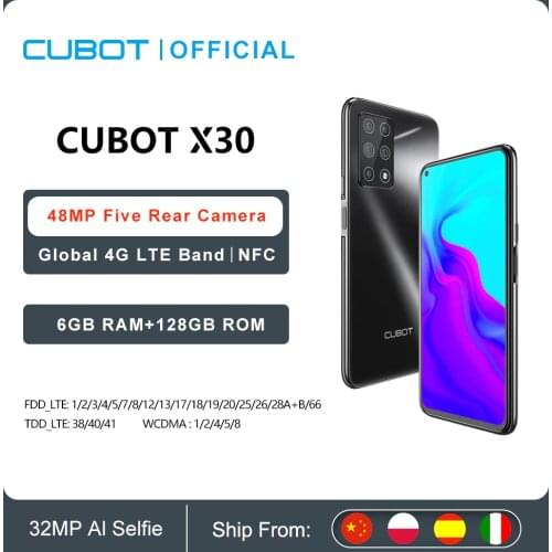Cubot X30 Smartphone 6GB RAM+128GB ROM 48MP Five Camera 32MP Selfie NFC 6.4inch Fullview Display Global Version 4G LTE Cellphone
