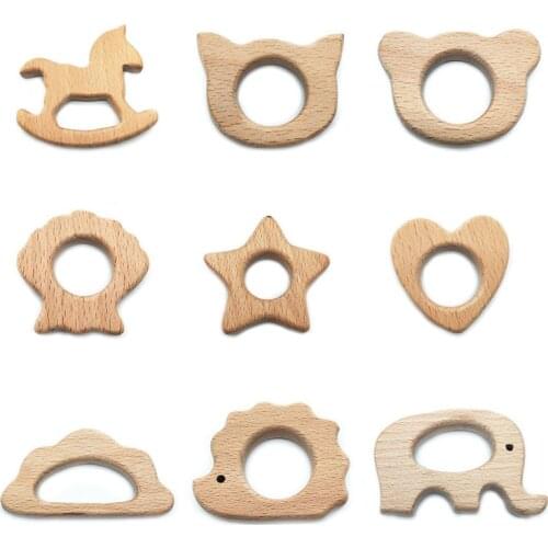 Baby Wooden Teether Animal Natural Beech Teething Rodent Tiny Rod Baby Teether Pendant For Pacifier Chain Teething 2019 New