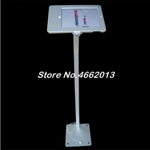 For iPad 2/3/4/air/pro 9.7 inch tablet charging for ipad display rack, aluminum free floor kiosk with power continous support