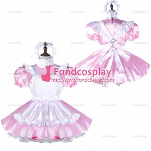 Sissy maid satin dress lockable Uniform cosplay costume Tailor-made[G2280]