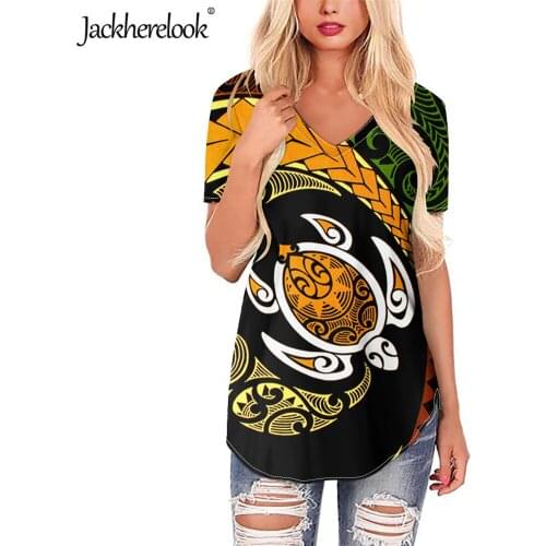 Jackherelook Women Blouse Summer Tops Turtle Polynesian Tribal Tattoo Print Casual Harajuku Blouses Ladies Short Sleeve Shirts