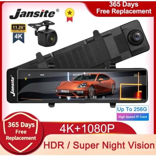 Jansite 11.26 inch 4K 2160P Video Recorder Car Dvr Mirror Camera Registrar GPS Track Rear View Cam Black Box HDR Loop Recording