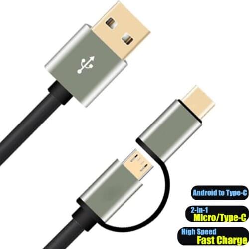 USB 2.0 High Speed Fast Charge Data Cable,2 in 1 Android Micro&Type-C Interface Charging Cable for Samsung Cellphone MP3 Camera