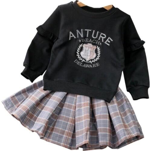 Girls set children clothing set kids letter sweat shirt and girls skirt 2 pieces set baby girl embroidery clothes for 2-7 years