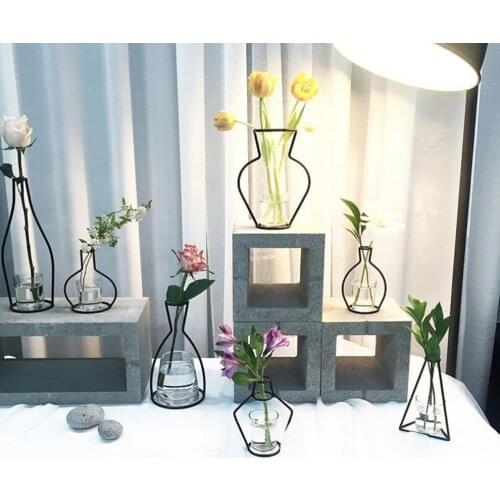 Creative Iron Line Flower Plant Vases Stand Holder New Design Terrarium Container Minimalism Modern Home Decor Without Glass Cup