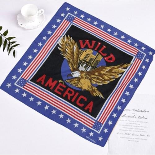 Fashion Womens Bandana Cotton Scarf Square Female Bandanas Eagle USA Headwear Rock Girls Head Scarf Headband Hair Accessories