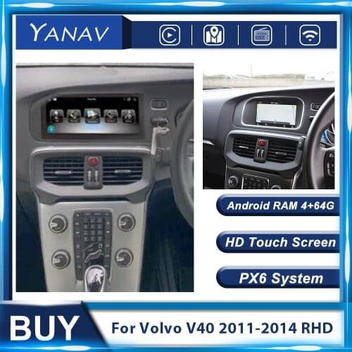 Android PX6 RHD Multimedia Player Car Radio For Volvo V40 2011-2014 RHD Car Video GPS Navigation HD Screen Car Stereo DVD Player