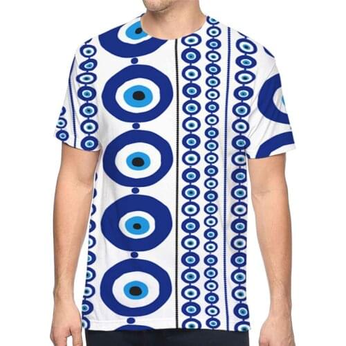 Turkish Blue Eyes Fashion Men T-shirt Eye of the Persian Printing Short Sleeves The Eye of Medusa Holiday Daily Casual T-shirt