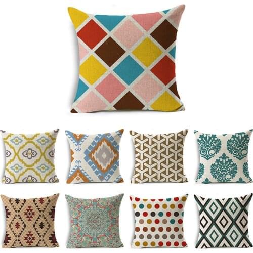 American Geometric Cushion Cover Linen Throw Pillow Case Boho Mandala Sofa Bed Decorative Pillowcase Bohemian Ethnic Home Decor