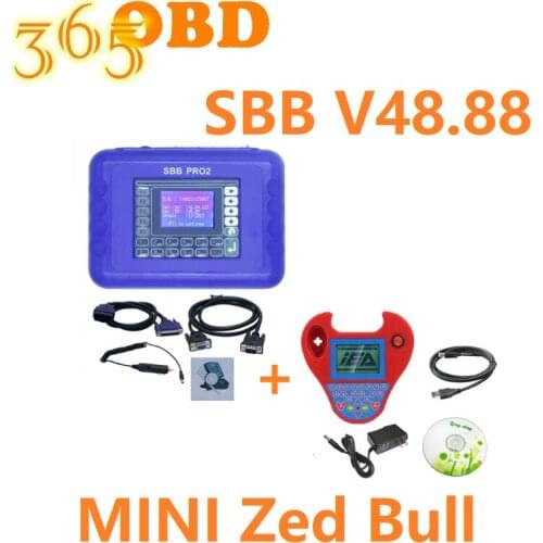 Newest Version SBB V48.88 SBB Pro2 No Token+Mini Zed-bull V508 Auto Key Transponder Programmer mini ZED BULL