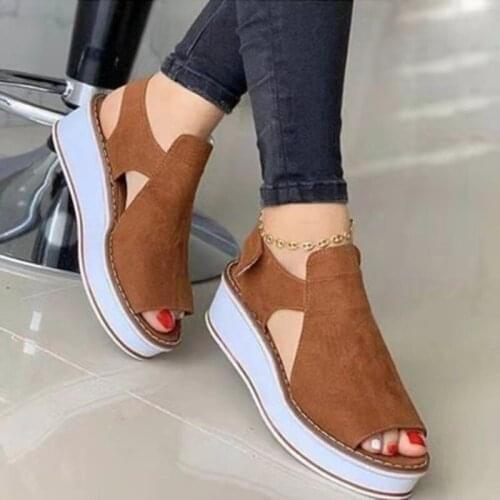 2021 Spring new sandals womens fish mouth thick-soled large size breathable fashion womens sandals