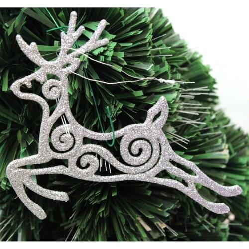 Christmas Tree Hanging Elk New Christmas Elk Tree Ornaments 13x11cm Silver and Purple Color Running Deer Decorations Merry Xmas