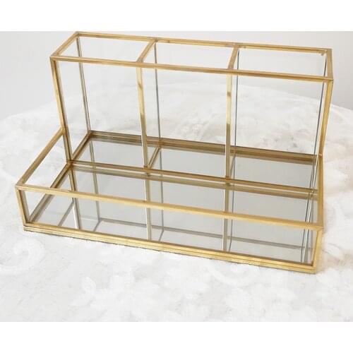 Clear Acrylic Makeup Brush Holder With 4 Compartments Organizer Storage Case