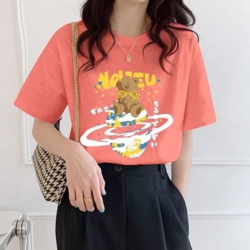 Plus Size Women Short-sleeved Womens 2021 Summer New Korean Version Loose Plus All-match T-shirt Kawaii Clothes