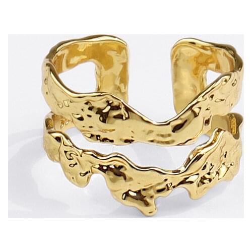 925 Sterling Silver Geometric Rings for Women Double Layer Hollow Rings Fashion Jewelry