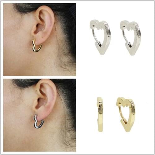 2 Colors Fashion Cute Lovely Heart Shape Hoop Earrings Trendy Jewelry For Women Wedding Gift Summer Beach New Design 2021