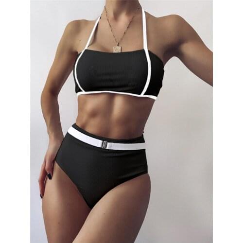 Sexy Patchwork Bikini High Waist Swimwear Women Push Up Swimsuit 2 Piece Set Bathing Suit Women 2021 Micro Bikini Swimming Suit